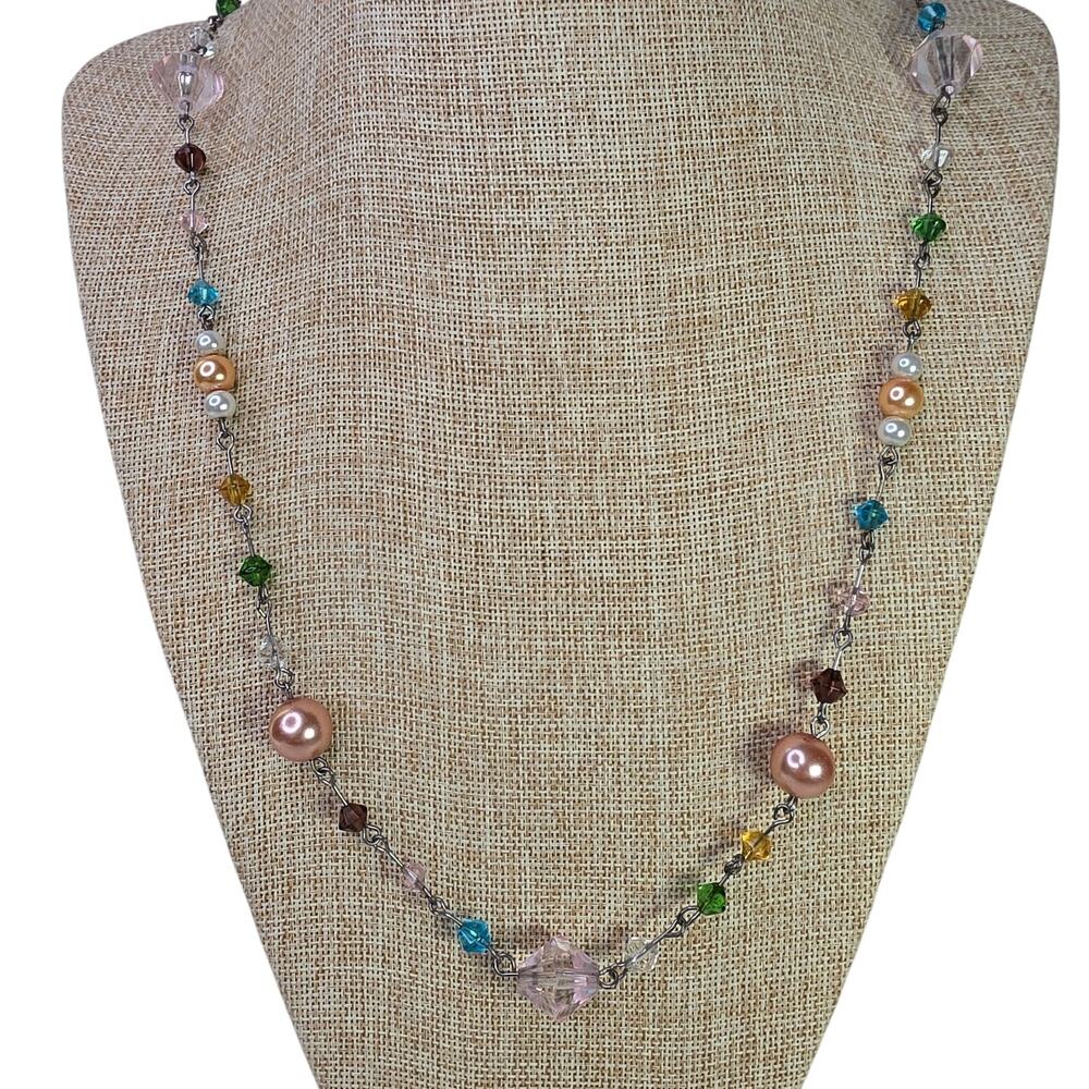 Vintage Necklace Multicolor Goes With Everything 22 In Pullover Beaded on Chain